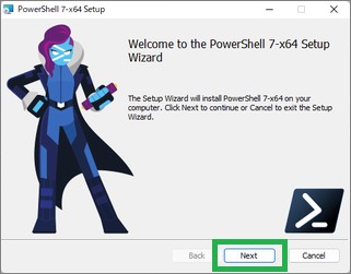 PowerShell のインストールウィンドウ