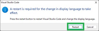 Visual Studio Codeの「Restart」