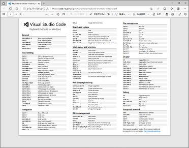 VSCodeのショートカットキーのWEB表示