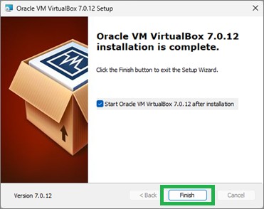 VirtualBoxのインストール完了